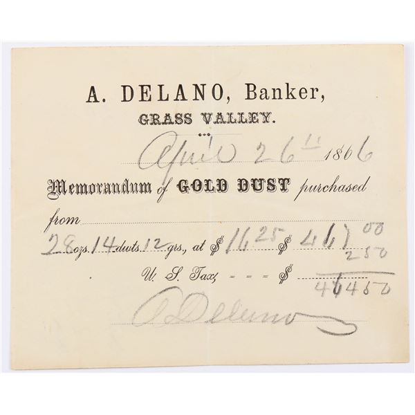 A. Delano, Grass Valley, CA - Gold Dust Receipt  [169271]