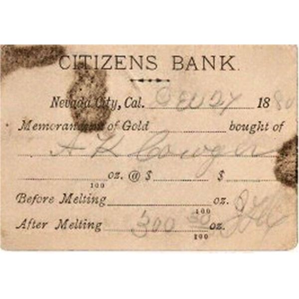 Citizens Bank - Gold Receipt, A.K. Cowger  [163544]