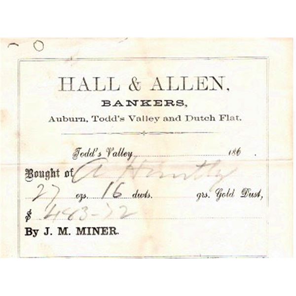 Hall & Allen - Gold Dust Receipt, rec'd from A. Huntley  [163546]