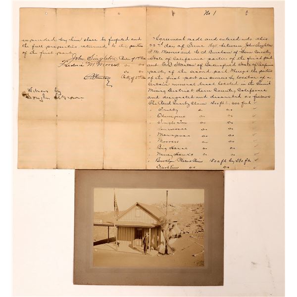 Handwritten Agreement of John Singleton Mine Purchase & Photo  [170582]