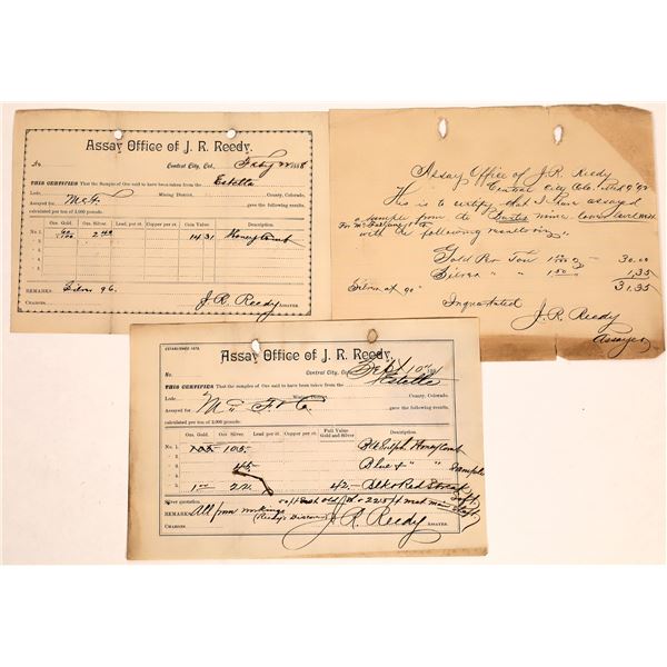 J. R. Reedy Assay Receipts, Central City, Colorado  [123575]