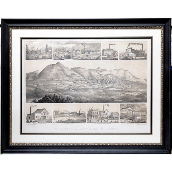 Virginia City, N.T. 1864, Grafton T. Brown Original Mines Lithograph, Framed  [169385]