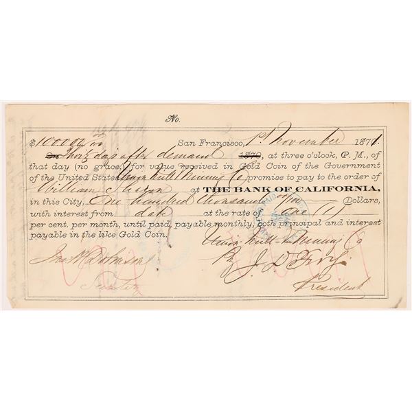 Union Mill & Mining Co. Promissory Note to William Sharon, Signed by Sharon & Fry  [164496]