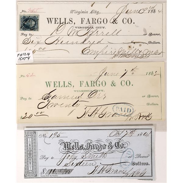 Wells Fargo, Virginia City, Nevada Territory Mining Checks (3)  [163893]