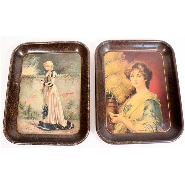 Marguerite and Chrysanthmum Girl Beer Trays (2)  [170353]