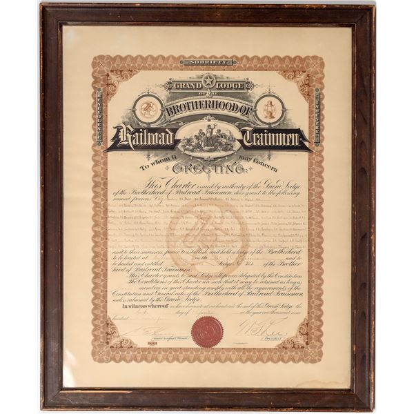 Brotherhood of Railroad Trainmen Framed Charter, 1924  [154557]