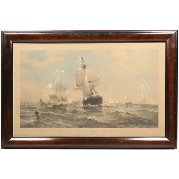 Edward Moran Lithograph; First Recognition of the American Flag by a Foreign Government  [140815]