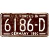 Image 1 : License Plate, US Forces in Germany  [170053]