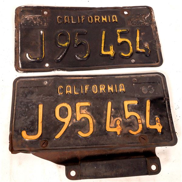 License Plates, California Matched Pair, 1963  [169965]