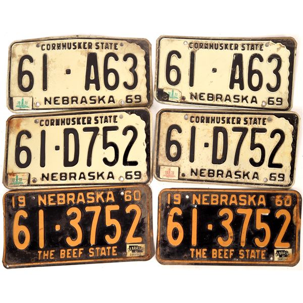 License Plates, 3 Nebraska Pairs  [170184]