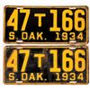 Image 1 : License Plates, South Dakota Truck Set 1934  [170091]