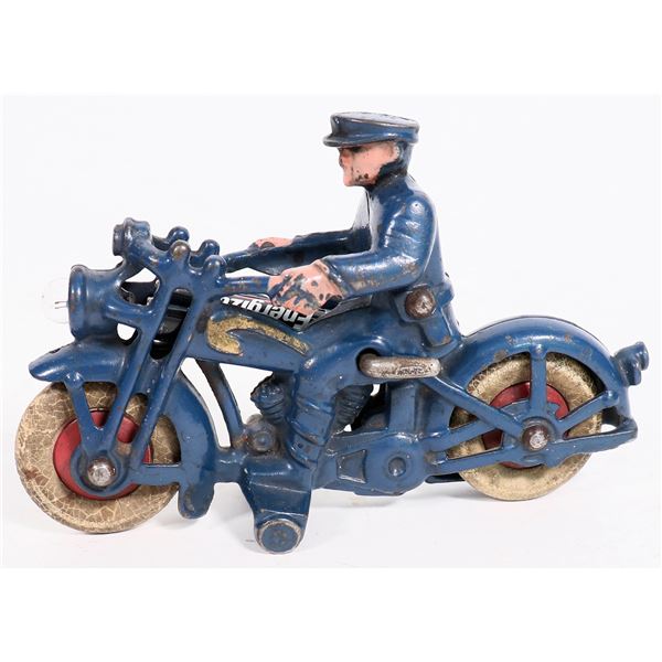 Hubley Cast Iron Police Motorcycle wlLight  [170286]