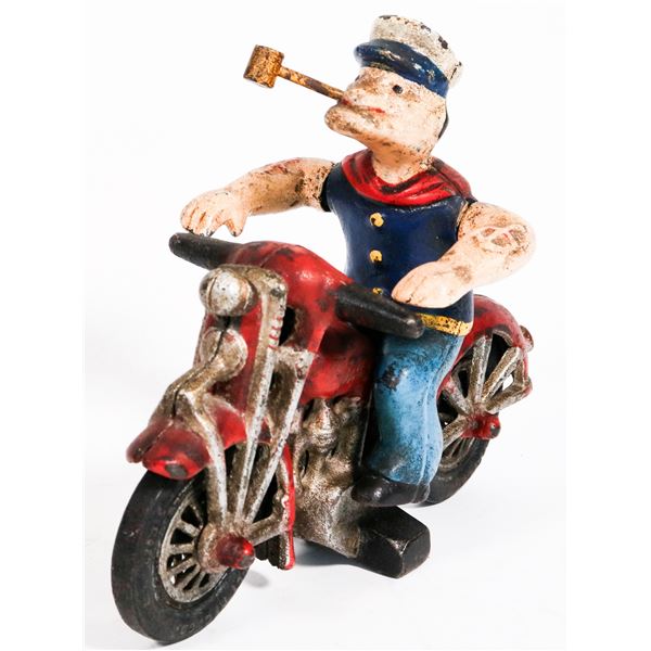 Hubley Cast Iron Popeye  On Motorcycle  [170295]