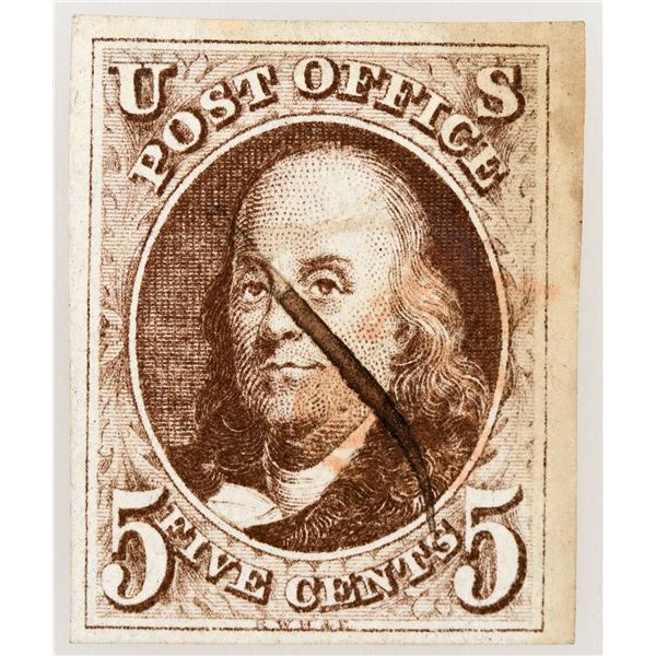 US Stamp #1a, First 5 Center  [164829]