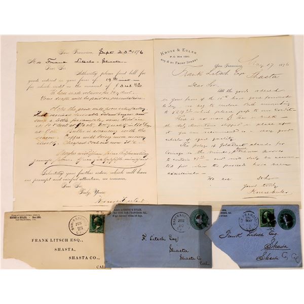 Gold Dust Receipt, Letter & 3 Covers, 1876  [126735]