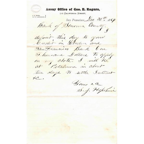 Geo. E. Rogers Assay Office - Billhead w/Credit Memo  [169262]