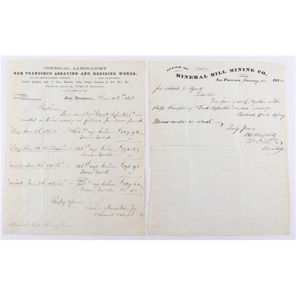 SF Assaying & Refining Works - Gold Assays (4) for Great Republic Mine  [169241]