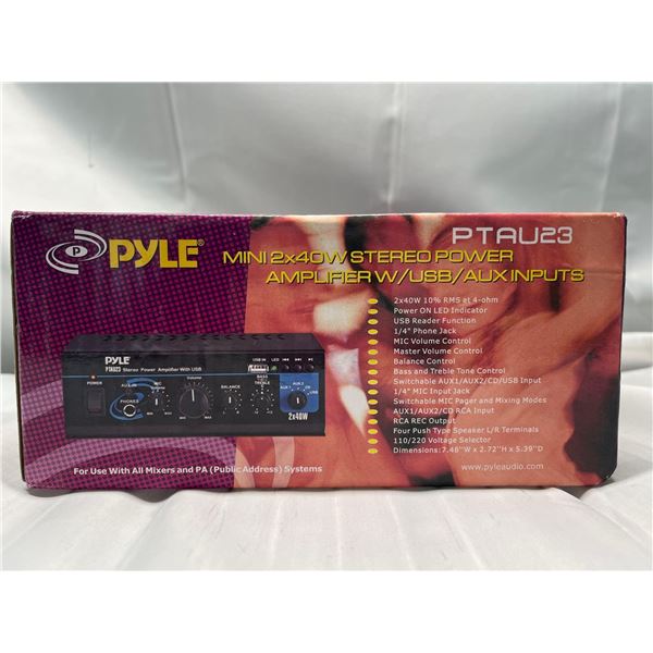 PYLE Mini 2x40W Stereo Amplifier with USB and AUX Inputs