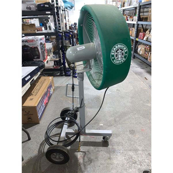Industrial Fan on Wheels with Quick Connect Water Misting Hose