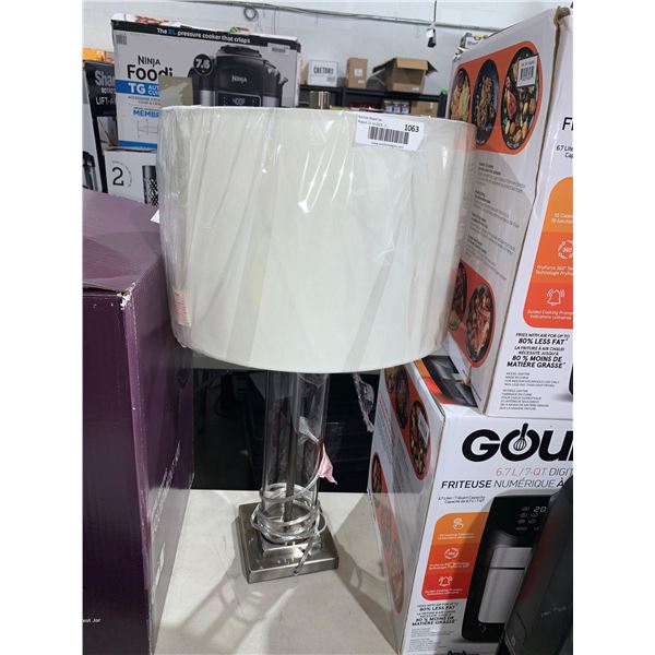 Glass Table Lamp with White Shade