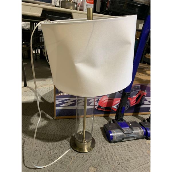 Glass Table Lamp with White Shade