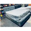 Image 2 : Queen Size grey overstuffed Fabric Bed Frame Set - INCLUDES CASPER MATTRESS & BOX SPRING