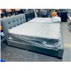 Image 3 : Queen Size grey overstuffed Fabric Bed Frame Set - INCLUDES CASPER MATTRESS & BOX SPRING