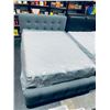 Image 5 : Queen Size grey overstuffed Fabric Bed Frame Set - INCLUDES CASPER MATTRESS & BOX SPRING