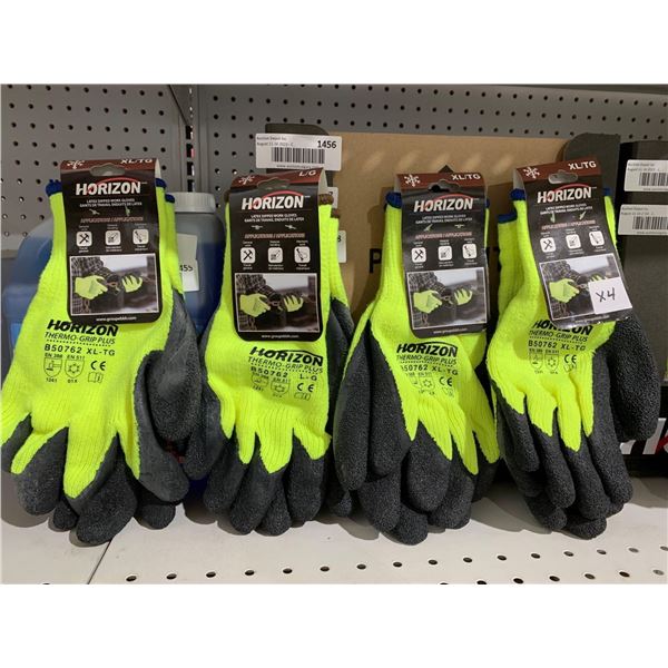 Horizon Latex Dipped Work Gloves Size X-Large Lot of 4 Pairs
