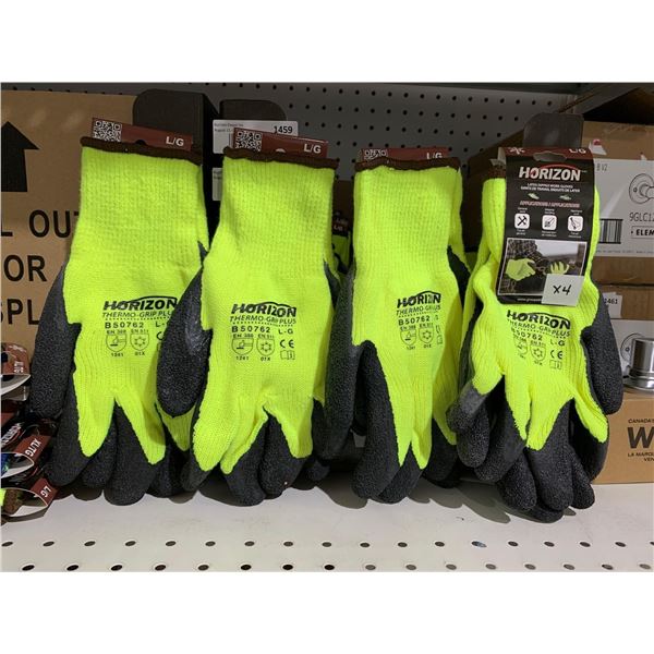 Horizon Latex Dipped Work Gloves Size Large Lot of 4 Pairs