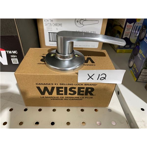 Lot of 12 Weiser Dummy Door Handles - Satin Chrome