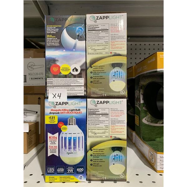 Lot of 4 ZappLight Bug Killing Bulbs