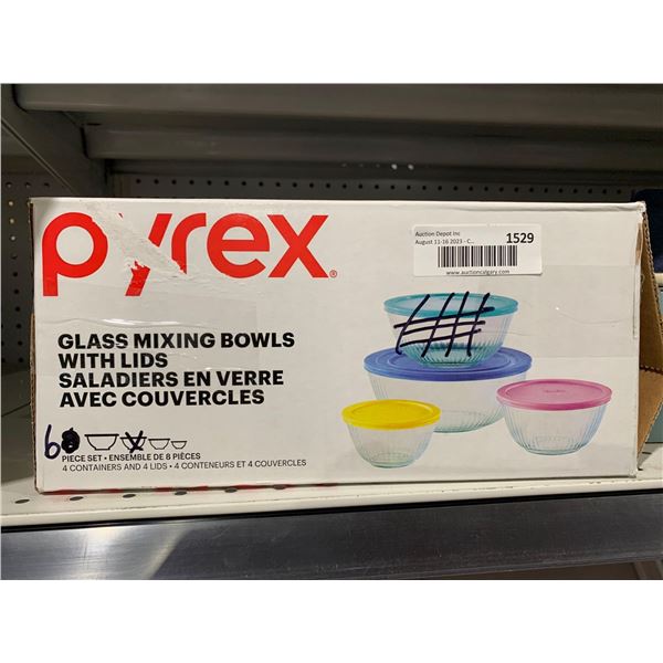 Pyrex Glass Mixing Bowls with Lids 6 Piece Set
