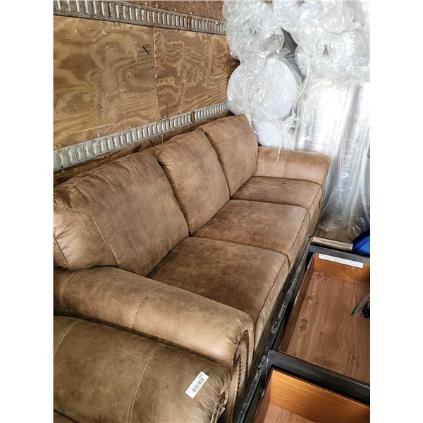 Tan MICROFIBER Sofa & Matching Chair
