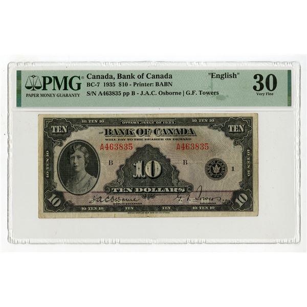 Bank of Canada, 1935, Issued Banknote