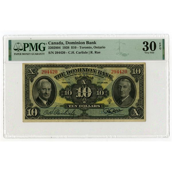 Dominion Bank, 1938, Issued Banknote