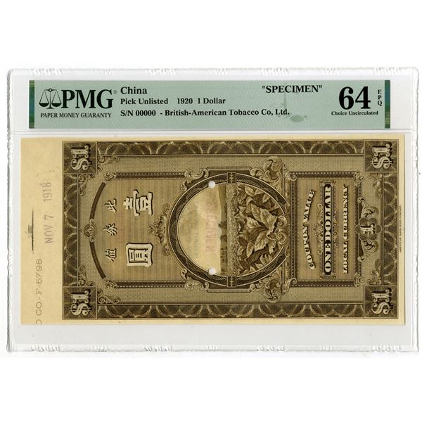 British-American Tobacco Co. Ltd., 1918-20, Specimen Banknote Coupon Rarity