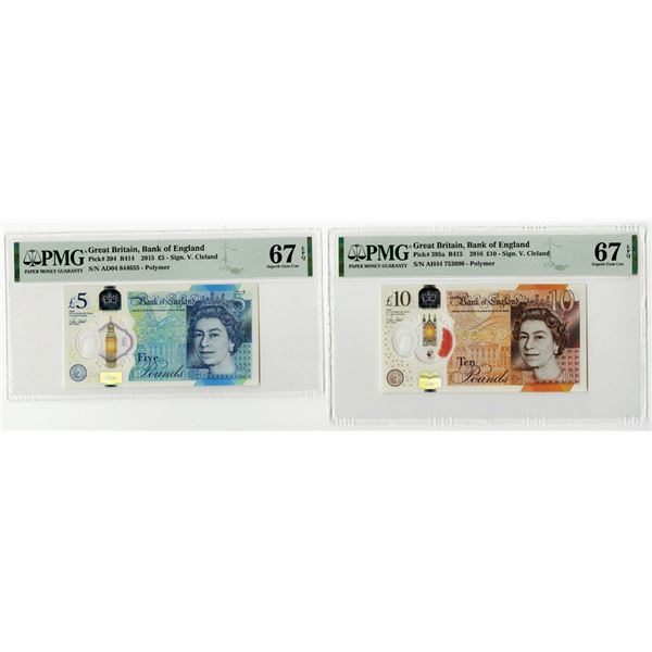 Bank of England. 2015-16. Polymer High Grade Pair of Banknotes