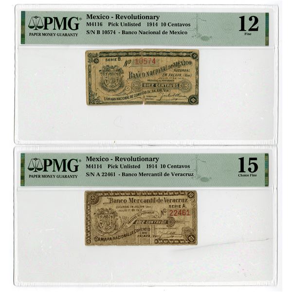 Mexican Revolution, 1914, Pair of Issued Banknotes