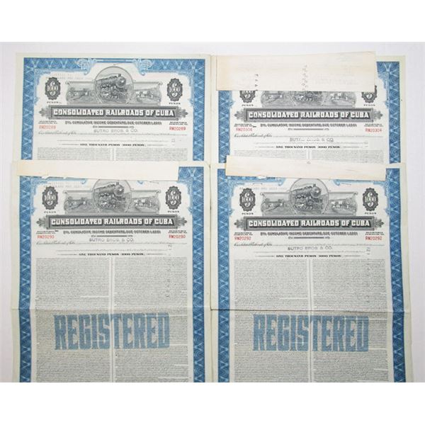 Consolidated Railroads of Cuba, 1959, Group of Issued Bonds