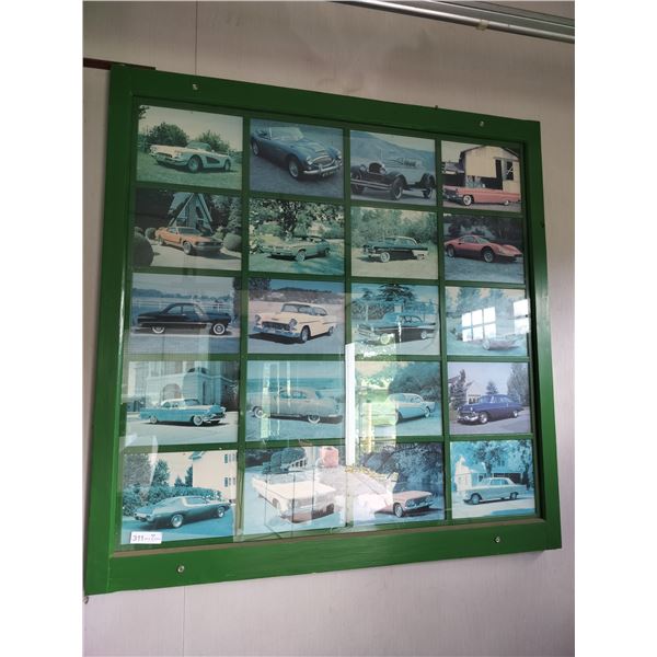Vintage Car Pictures in Custom Wooden Frame  49 High x 48 Wide