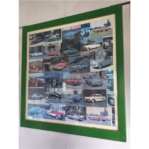 Vintage Car Pictures in Custom Wooden Frame 49 1/2 High x 48 1/2 Wide