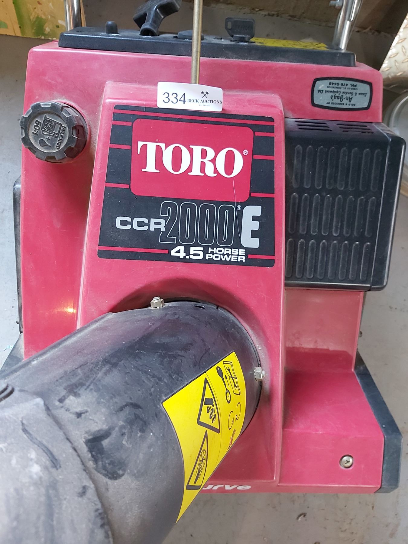 Toro Power Curve Snowblower Model CCR2000E Beck Auctions Inc.