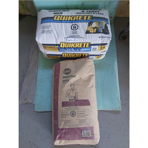 2 - 55lb Bags of Quikrete Parging Mix & 1 - 55lb Bag of Target Mortar Mix
