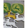Image 2 : 2 Wooden John Deere Square Shop Decor 18 1/4 Wide x 16 1/2 High & 6 Wooden Deer Figures