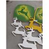 Image 3 : 2 Wooden John Deere Square Shop Decor 18 1/4 Wide x 16 1/2 High & 6 Wooden Deer Figures