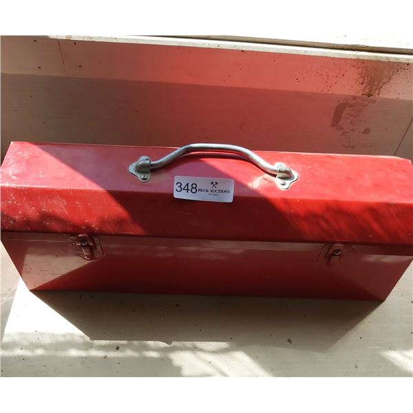 Red Metal Toolbox with Contents