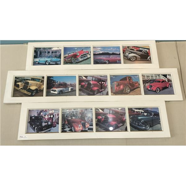 Vintage Car Pictures in Custom Frame  48 Wide x 12 High