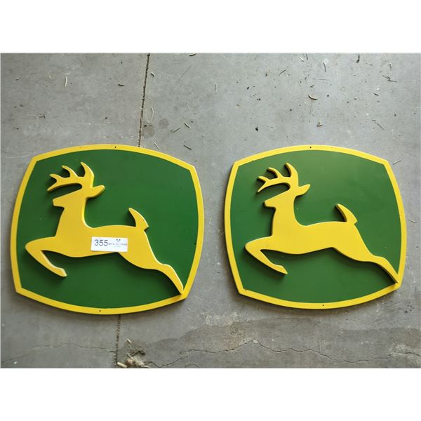 2 Wooden John Deere Signs 13 High x 14 1/2 Wide