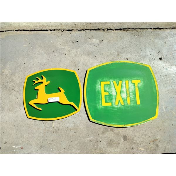 John Deere Sign & Exit Sign in John Deere Colours 16 1/2 High x 18 Wide